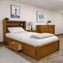 Load image into Gallery viewer, Mate's bed base and bookcase headboard
